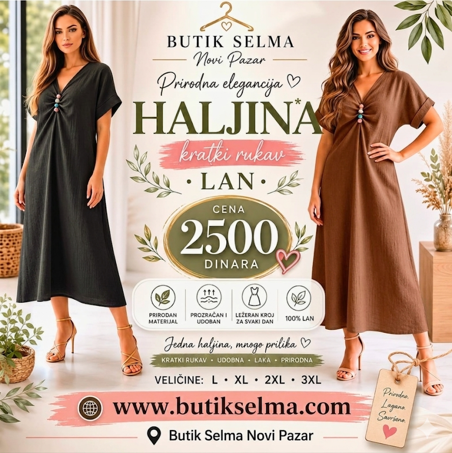 Haljina od lana kratki rukav