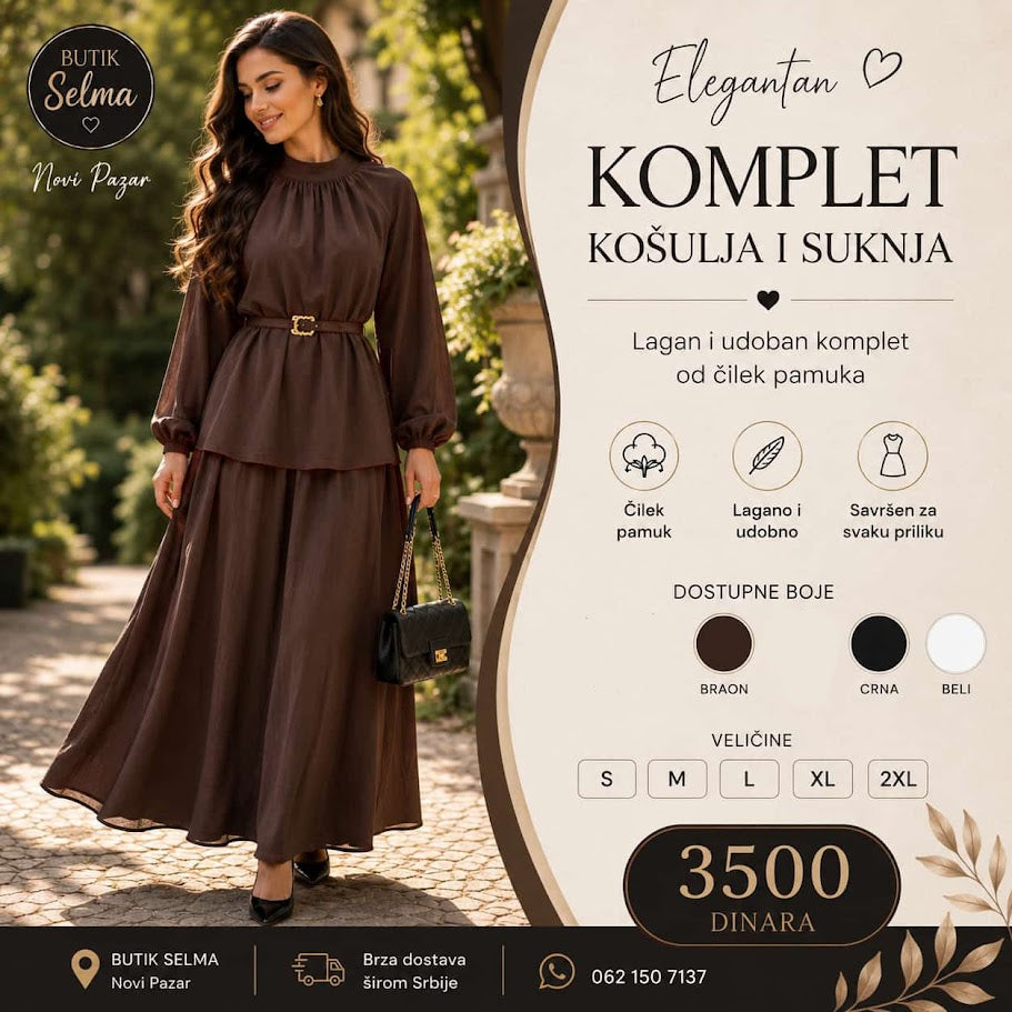 🌸 Komplet sa suknjom od viskoze