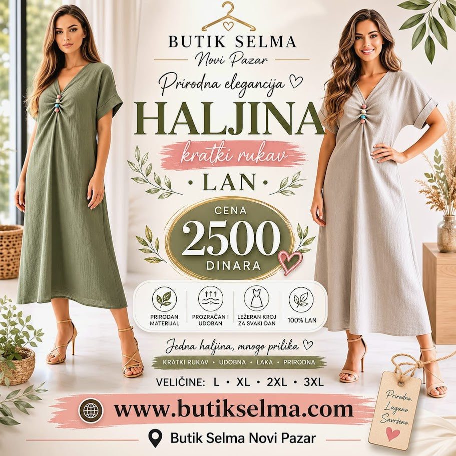 Haljina od lana kratki rukav